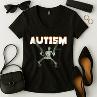 Autism Skeleton Meme Women's V-Neck T-Shirt