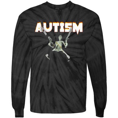 Autism Skeleton Meme Tie-Dye Long Sleeve Shirt