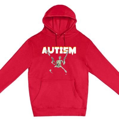 Autism Skeleton Meme Premium Pullover Hoodie