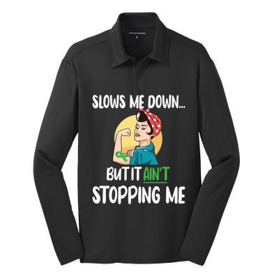 Ain't Stopping Me Cerebral Palsy Warrior Cp Fighter Great Gift Silk Touch Performance Long Sleeve Polo