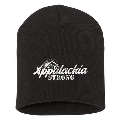 Appalachia Strong Mountain Silhouette Typography Short Acrylic Beanie