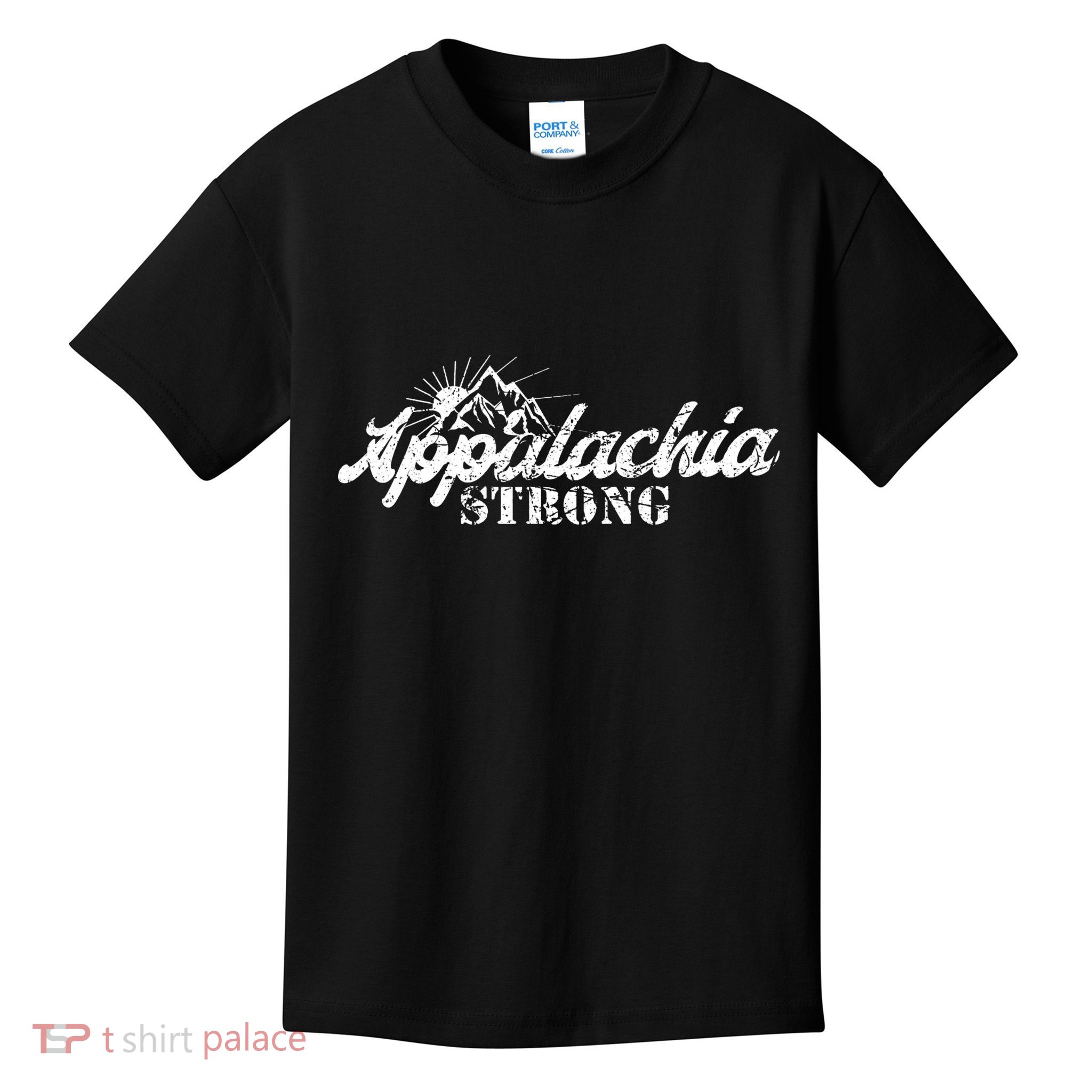 Appalachia Strong Mountain Silhouette Typography Kids T-Shirt