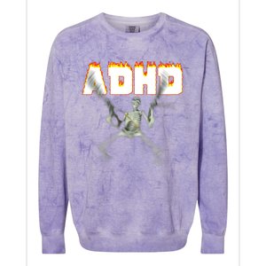 ADHD Skeleton Meme Colorblast Crewneck Sweatshirt