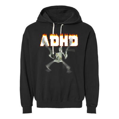 ADHD Skeleton Meme Garment-Dyed Fleece Hoodie