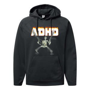 ADHD Skeleton Meme Performance Fleece Hoodie