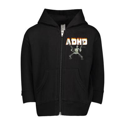 ADHD Skeleton Meme Toddler Zip Fleece Hoodie