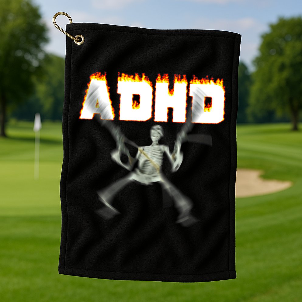 ADHD Skeleton Meme Golf Towel