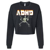 ADHD Skeleton Meme Cropped Pullover Crew
