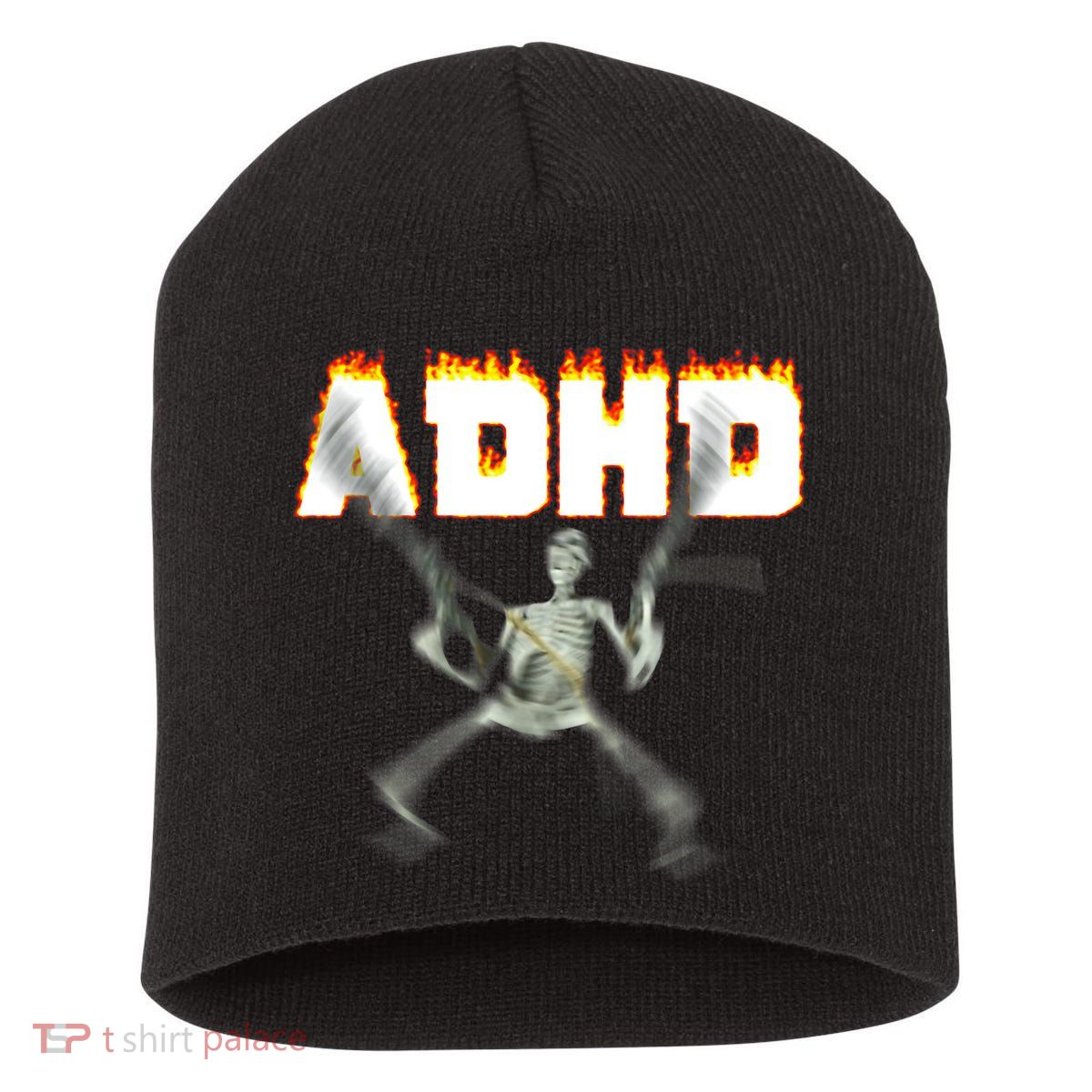 ADHD Skeleton Meme Short Acrylic Beanie
