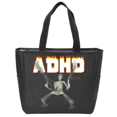 ADHD Skeleton Meme Zip Tote Bag
