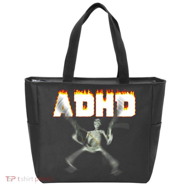 ADHD Skeleton Meme Zip Tote Bag