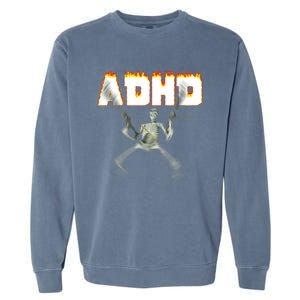 ADHD Skeleton Meme Garment-Dyed Sweatshirt