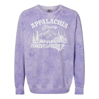 Appalachia Strong Mountain Outdoors Hiking Nc Design Colorblast Crewneck Sweatshirt