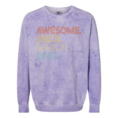 Awesome Since March 2002 Vintage 20Th Birthday Colorblast Crewneck Sweatshirt