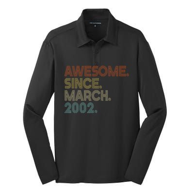 Awesome Since March 2002 Vintage 20Th Birthday Silk Touch Performance Long Sleeve Polo