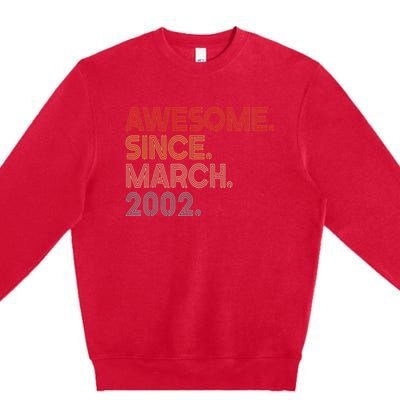 Awesome Since March 2002 Vintage 20Th Birthday Premium Crewneck Sweatshirt