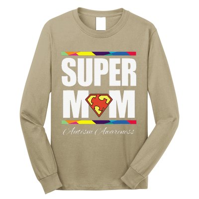 Autism Super Mom Awareness Gift For Mother's Day Long Sleeve Shirt