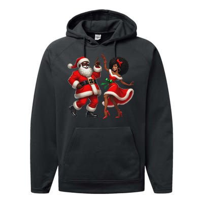 African Santa Mrs Claus Dancing African American Christmas Performance Fleece Hoodie