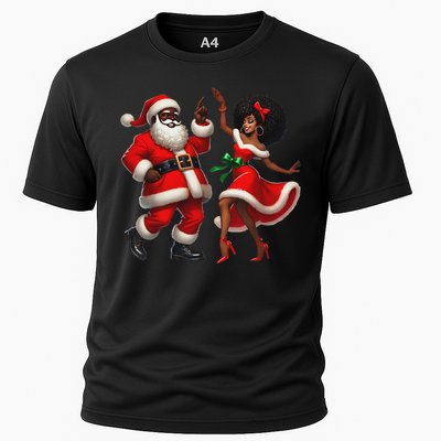 African Santa Mrs Claus Dancing African American Christmas Cooling Performance Crew T-Shirt