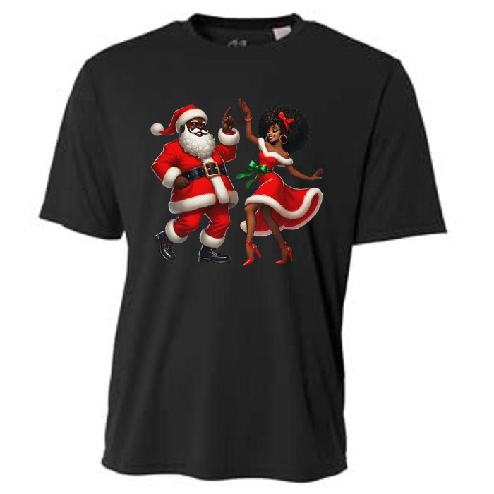 African Santa Mrs Claus Dancing African American Christmas Cooling Performance Crew T-Shirt