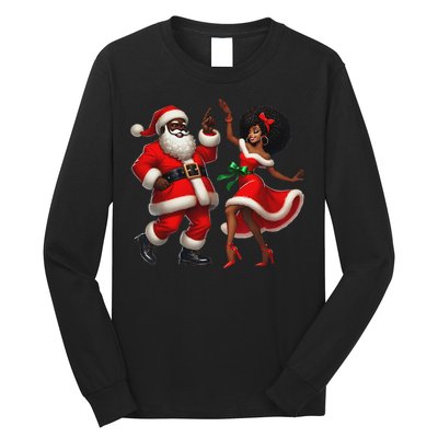 African Santa Mrs Claus Dancing African American Christmas Long Sleeve Shirt