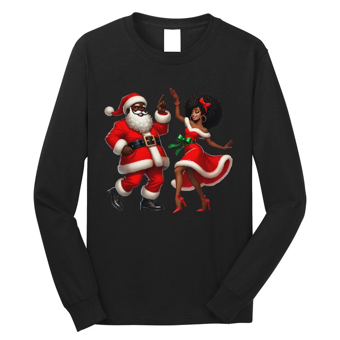 African Santa Mrs Claus Dancing African American Christmas Long Sleeve Shirt