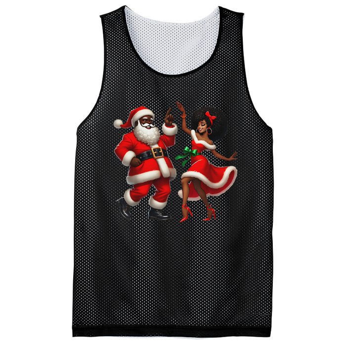 African Santa Mrs Claus Dancing African American Christmas Mesh Reversible Basketball Jersey Tank