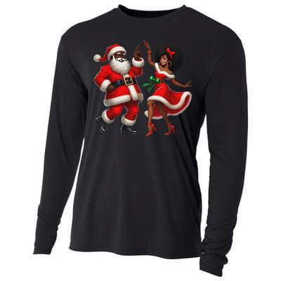 African Santa Mrs Claus Dancing African American Christmas Cooling Performance Long Sleeve Crew