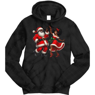 African Santa Mrs Claus Dancing African American Christmas Tie Dye Hoodie