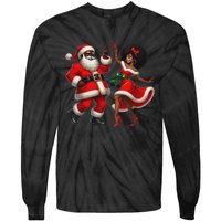 African Santa Mrs Claus Dancing African American Christmas Tie-Dye Long Sleeve Shirt