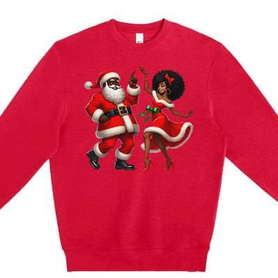 African Santa Mrs Claus Dancing African American Christmas Premium Crewneck Sweatshirt