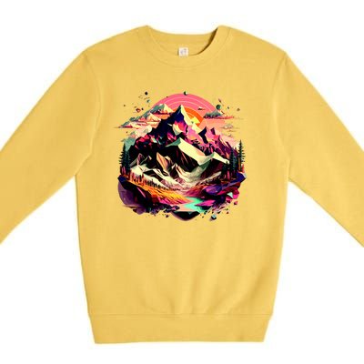 Abstract Swiss Mountains With Wild Nature Premium Crewneck Sweatshirt