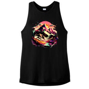 Abstract Swiss Mountains With Wild Nature Ladies PosiCharge Tri-Blend Wicking Tank