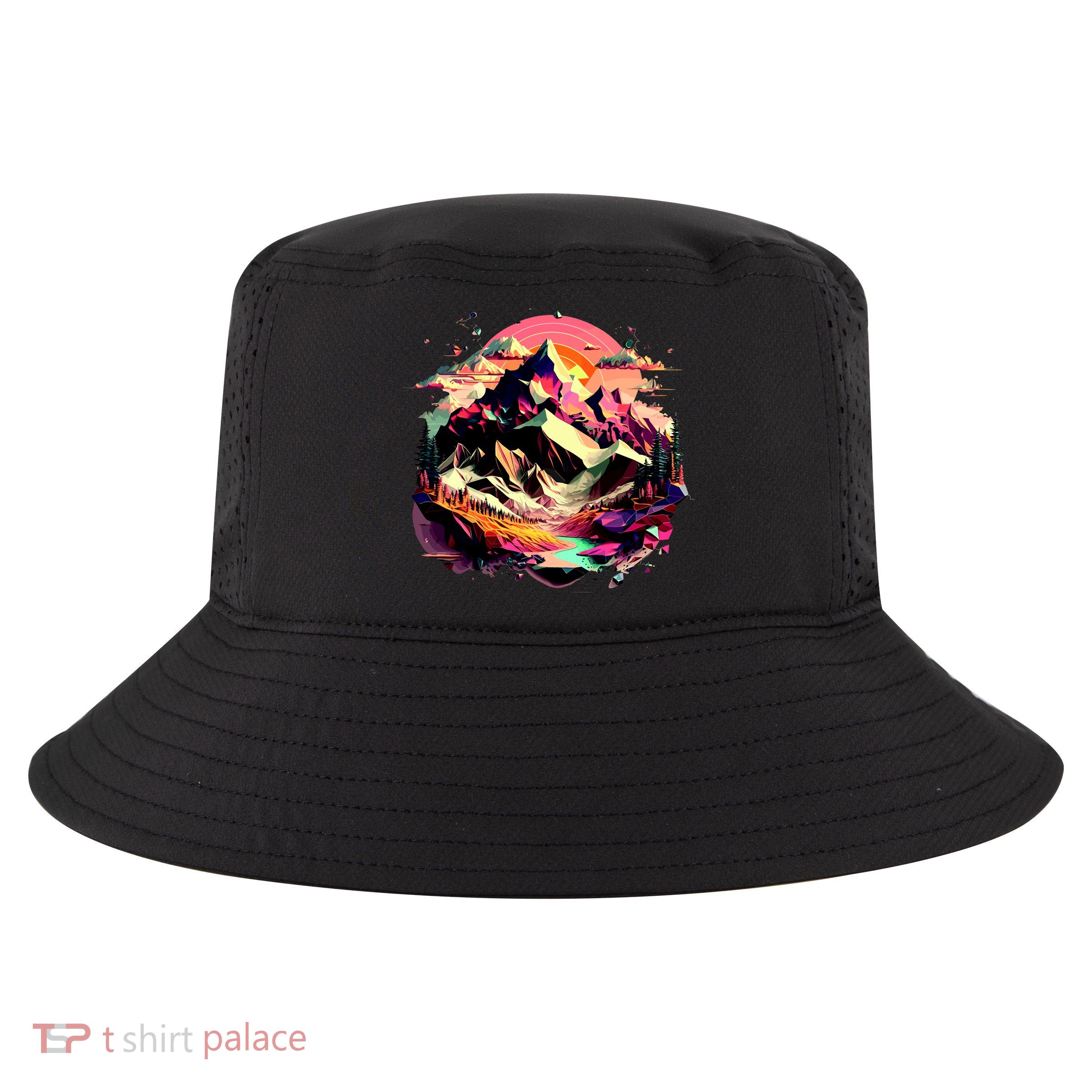 Abstract Swiss Mountains With Wild Nature Cool Comfort Performance Bucket Hat