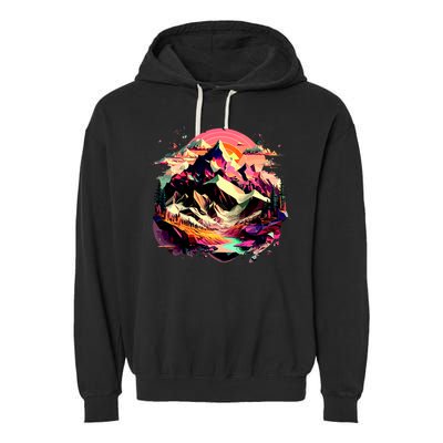 Abstract Swiss Mountains With Wild Nature Garment-Dyed Fleece Hoodie