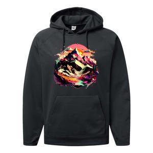 Abstract Swiss Mountains With Wild Nature Performance Fleece Hoodie