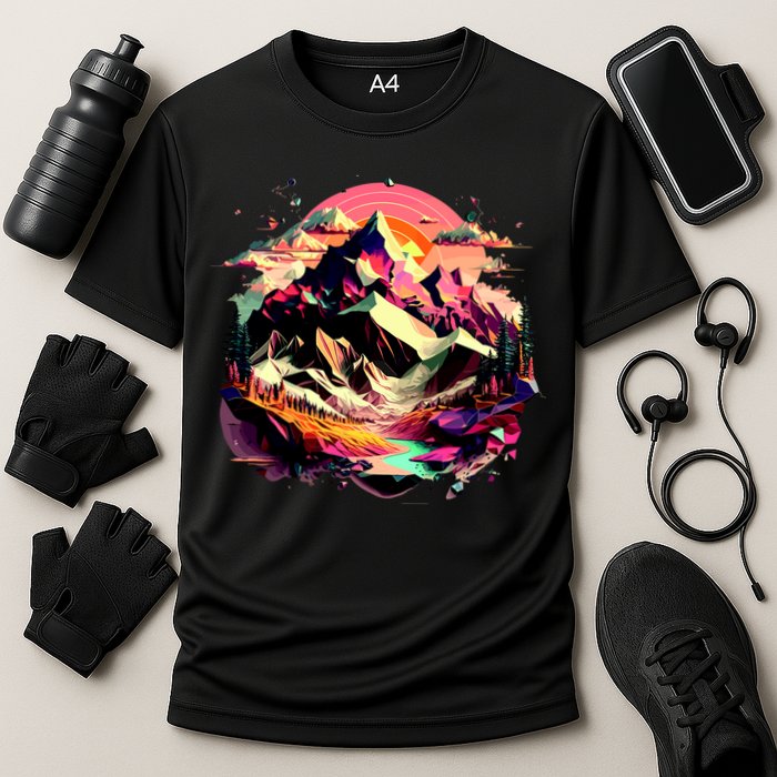 Abstract Swiss Mountains With Wild Nature Performance Shirt