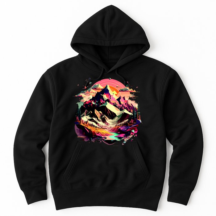 Abstract Swiss Mountains With Wild Nature Hoodie