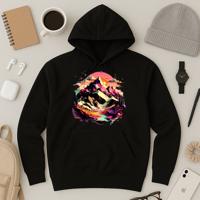 Abstract Swiss Mountains With Wild Nature Hoodie