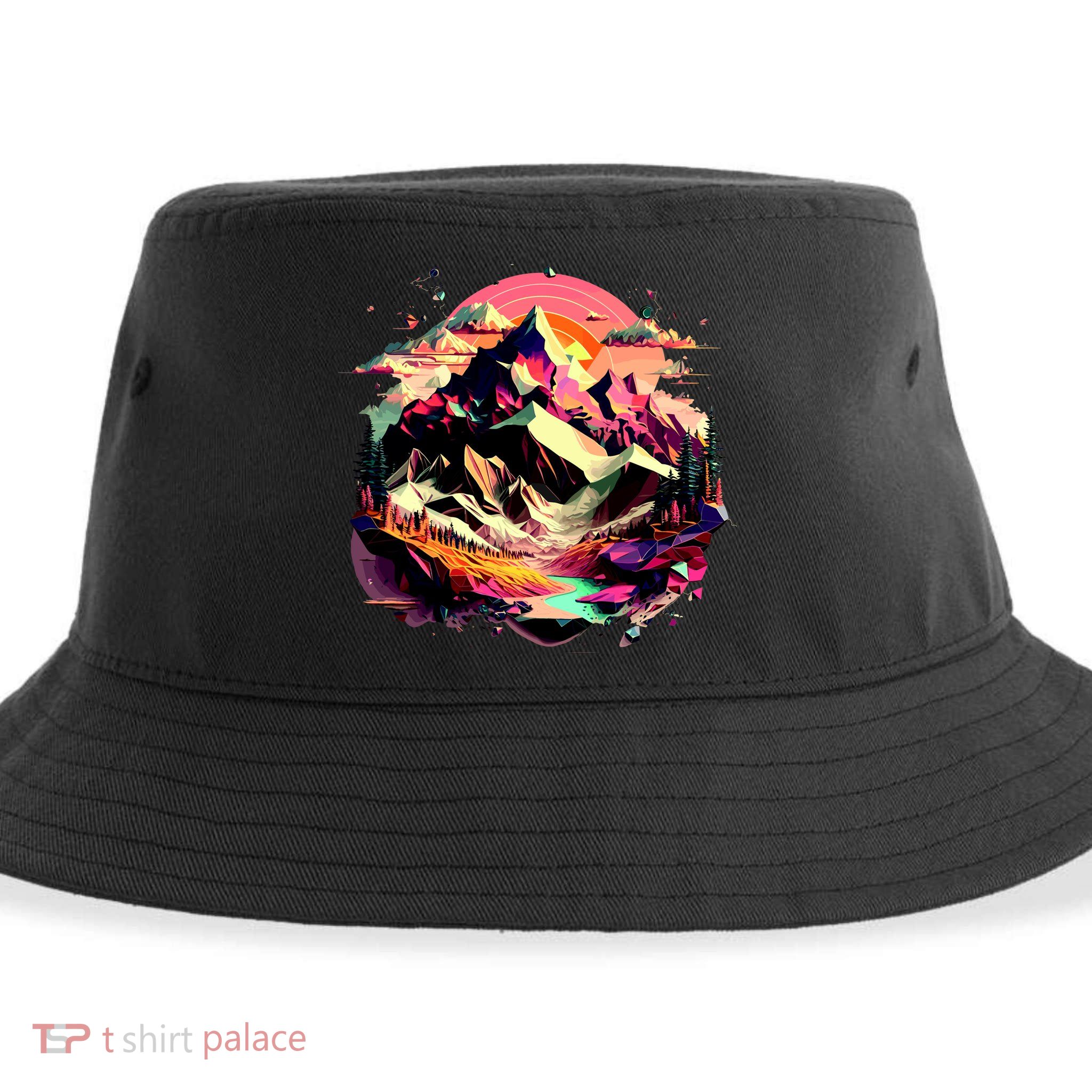 Abstract Swiss Mountains With Wild Nature Sustainable Bucket Hat