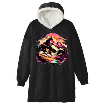 Abstract Swiss Mountains With Wild Nature Hooded Wearable Blanket
