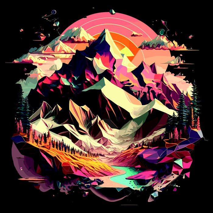 Abstract Swiss Mountains With Wild Nature Drawstring Bag