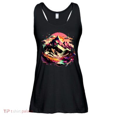 Abstract Swiss Mountains With Wild Nature Ladies Essential Flowy Tank