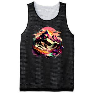 Abstract Swiss Mountains With Wild Nature Mesh Reversible Basketball Jersey Tank