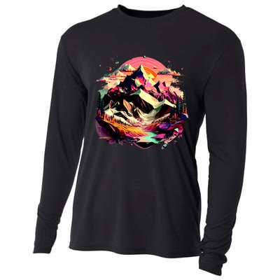 Abstract Swiss Mountains With Wild Nature Cooling Performance Long Sleeve Crew