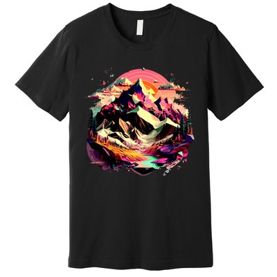 Abstract Swiss Mountains With Wild Nature Premium T-Shirt