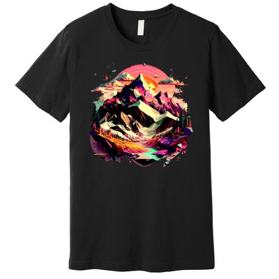 Abstract Swiss Mountains With Wild Nature Premium T-Shirt