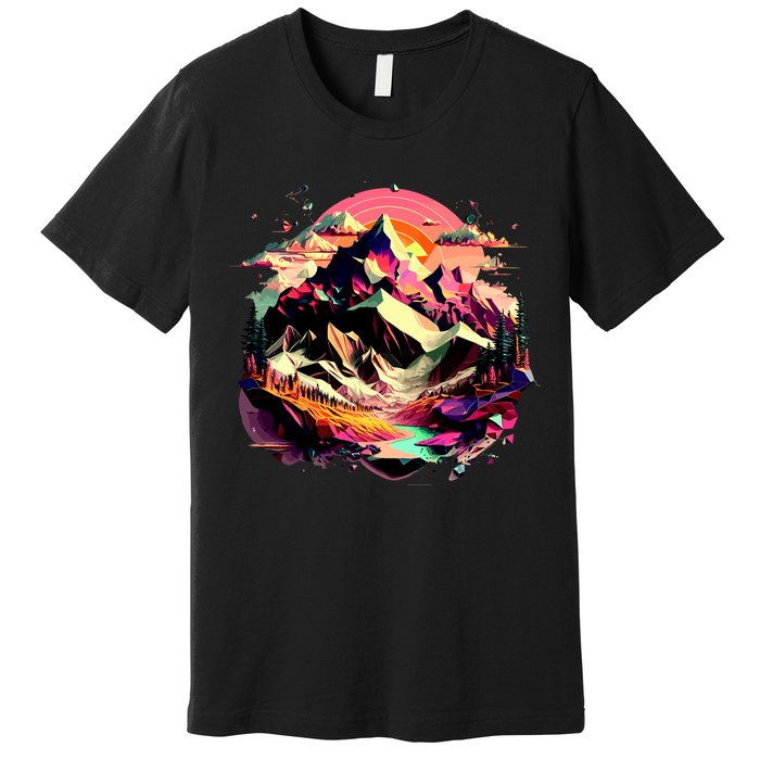 Abstract Swiss Mountains With Wild Nature Premium T-Shirt