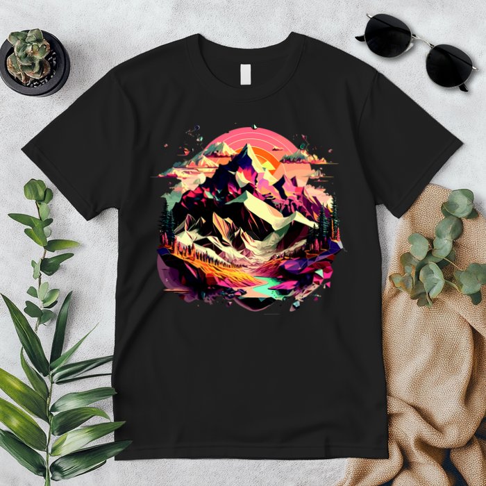 Abstract Swiss Mountains With Wild Nature Premium T-Shirt