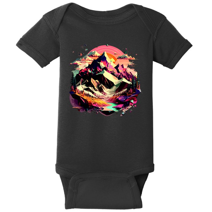 Abstract Swiss Mountains With Wild Nature Baby Bodysuit